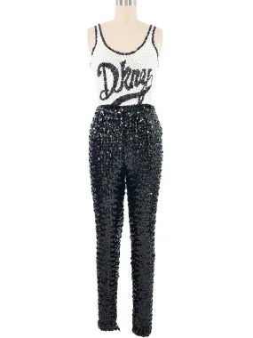 1990s DKNY Sequin Bodysuit and Leggings