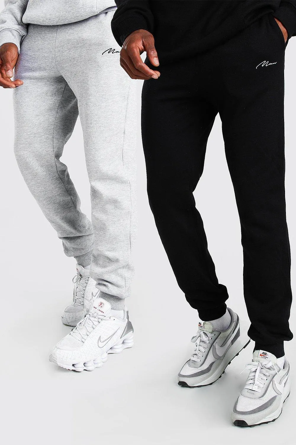 2 Pack Man Signature Slim Fit Joggers | boohooMAN UK