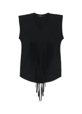 40/2 COTTON PLAIN STITCH VEST WITH FRINGE