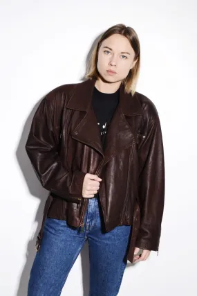 80’s brown women’s soft leather jacket