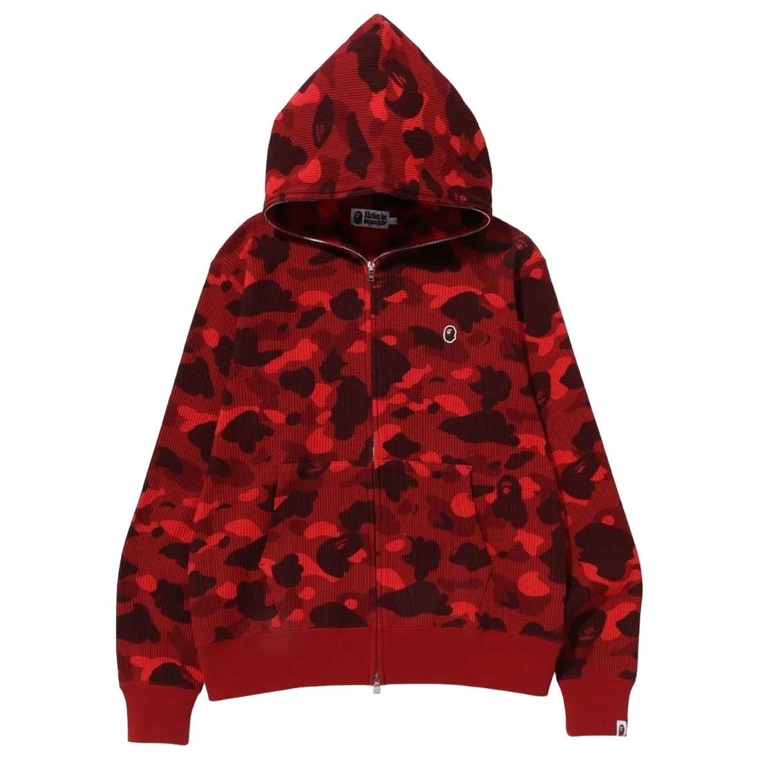 A Bathing Ape Men Color Camo Thermal Full Zip Hoodie (red)