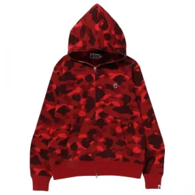 A Bathing Ape Men Color Camo Thermal Full Zip Hoodie (red)