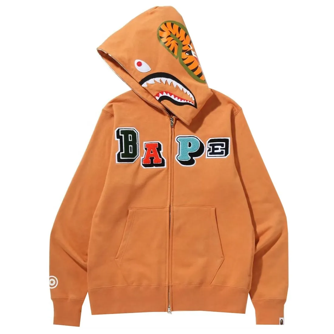 A Bathing Ape Men Multi Fonts Shark Full Zip Hoodie (orange)