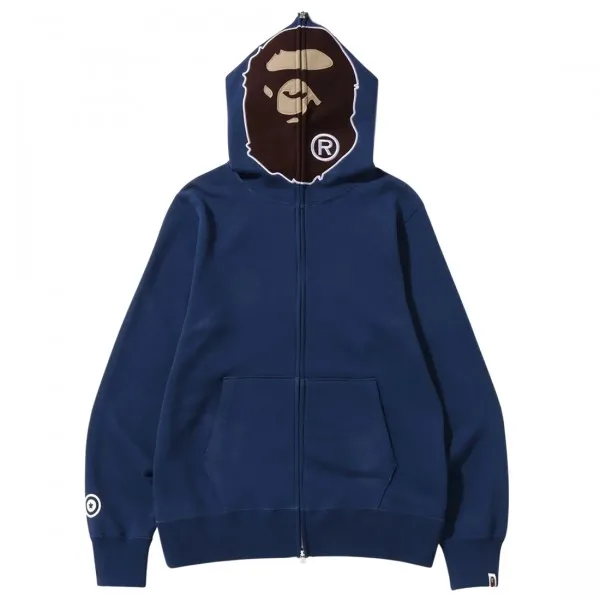 A Bathing Ape Men Overdye 2nd Ape Full Zip Hoodie (navy)