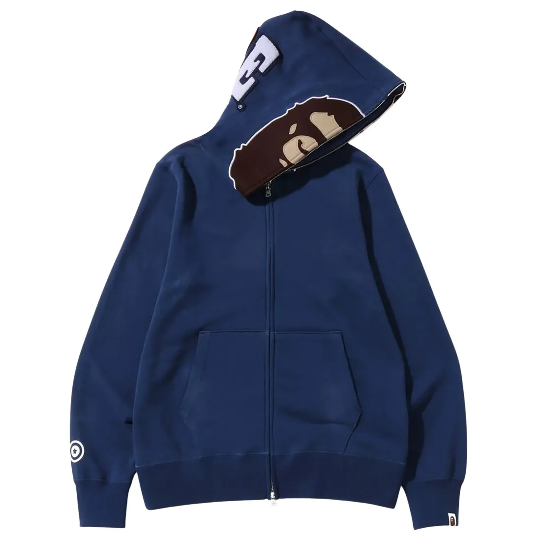 A Bathing Ape Men Overdye 2nd Ape Full Zip Hoodie (navy)