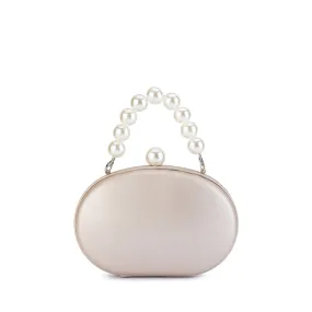 ABIGAIL PEARL HANDLE BAG - CHAMPAGNE