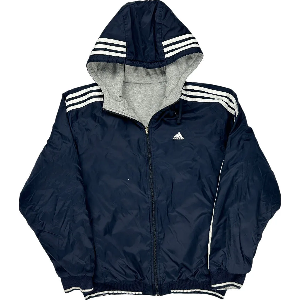 Adidas Hooded Zip-Up Jacket - Medium - Navy Polyester