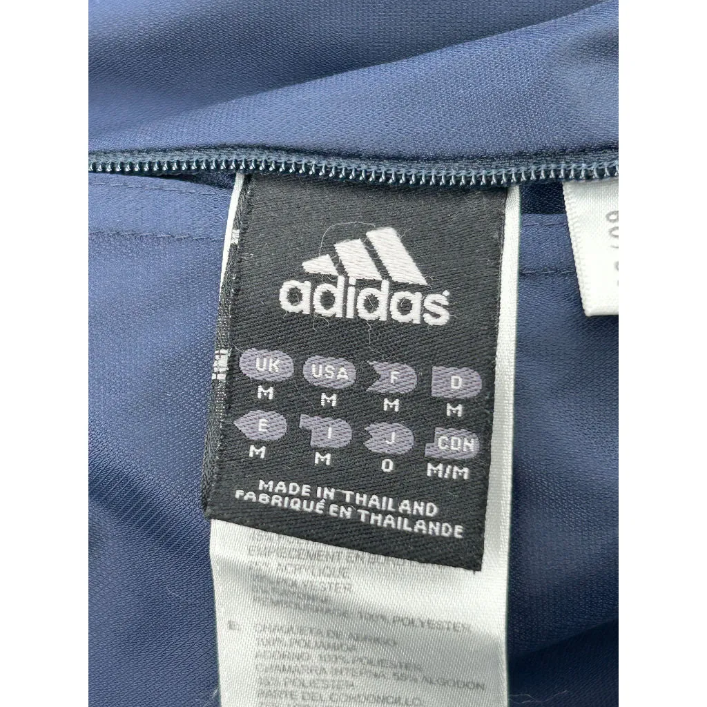 Adidas Hooded Zip-Up Jacket - Medium - Navy Polyester