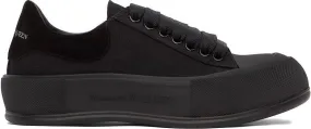 Alexander McQueen Black Deck Plimsoll Sneakers