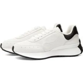 Alexander McQueen Women's Seal Logo Vintage Runner Sneakers in White/Black