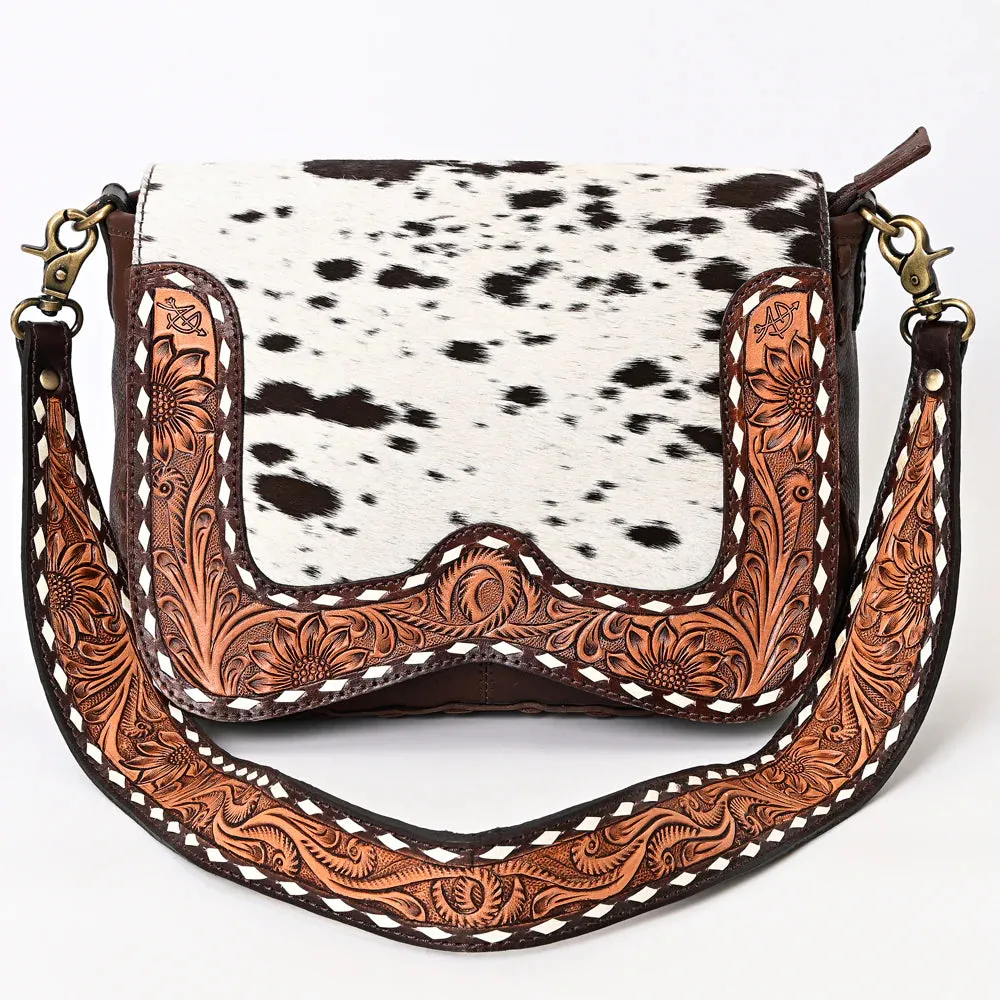 American Darling Hair on Hide Hand Tooled Leather Shoulder Bag