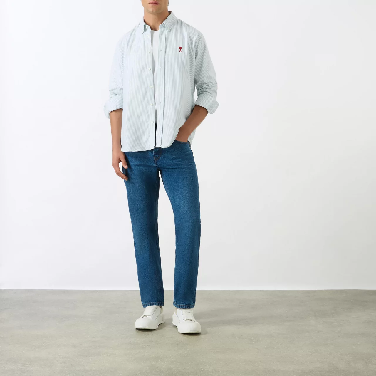 AMI Classic-Fit Straight-Leg Jeans - Blue