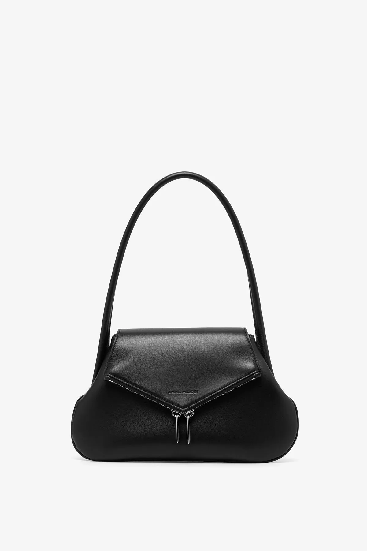 Amina Muaddi Gemini black leather shoulder bag