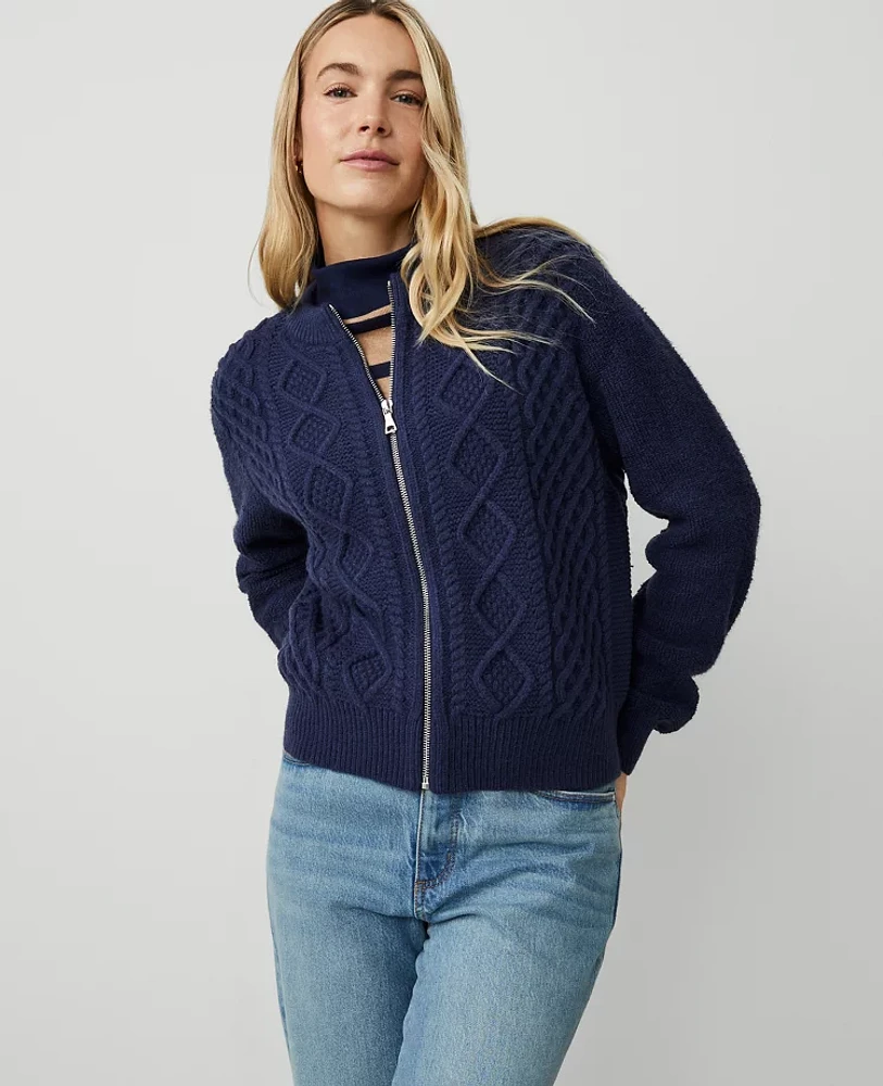 Ann Taylor Mixed Stitch Bomber Jacket Women's