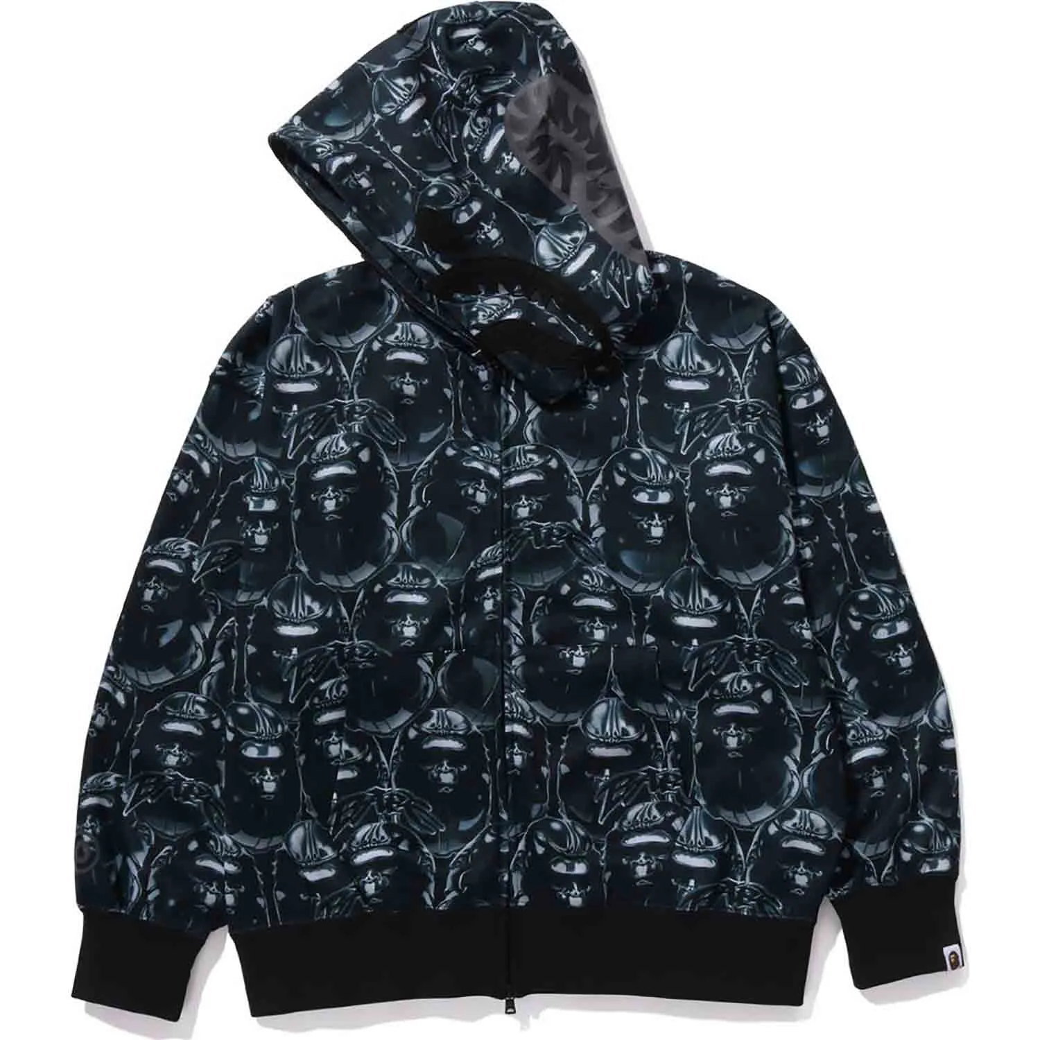 APE HEAD GRAFFITI SHARK FULL ZIP HOODIE RELAXED FIT MENS