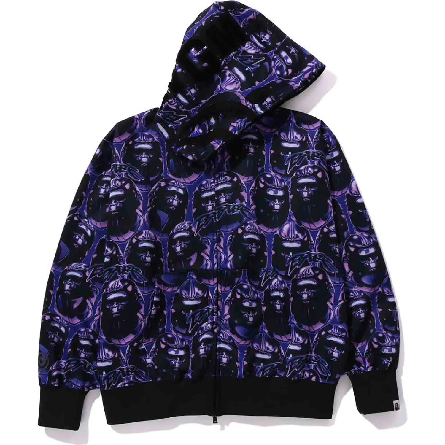 APE HEAD GRAFFITI SHARK FULL ZIP HOODIE RELAXED FIT MENS