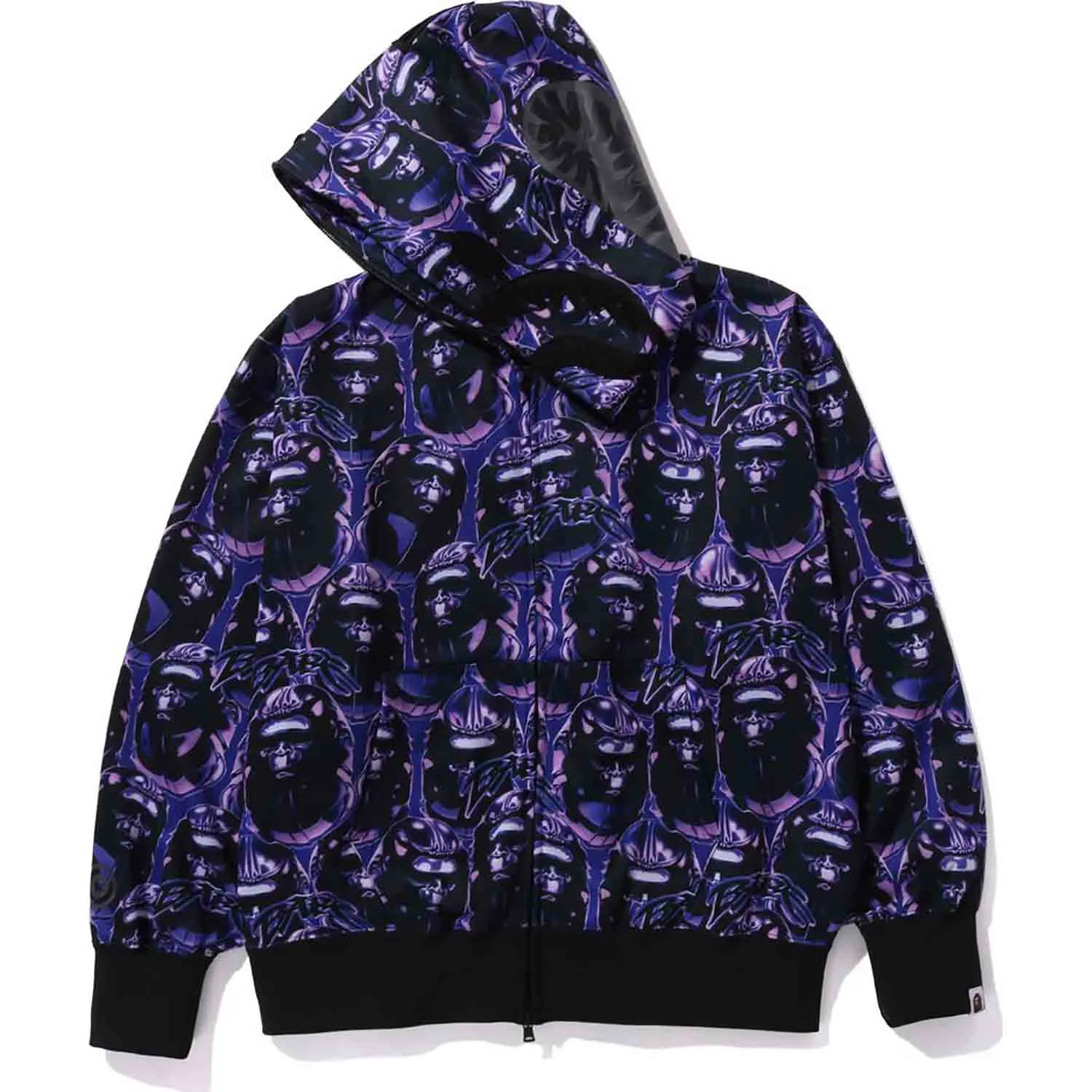 APE HEAD GRAFFITI SHARK FULL ZIP HOODIE RELAXED FIT MENS