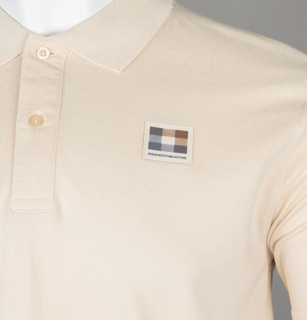 Aquascutum Check Patch Polo Shirt Beige