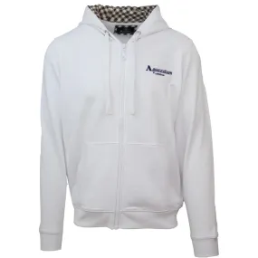 Aquascutum Classic Embossed Signature Logo White Zip-Up Hoodie