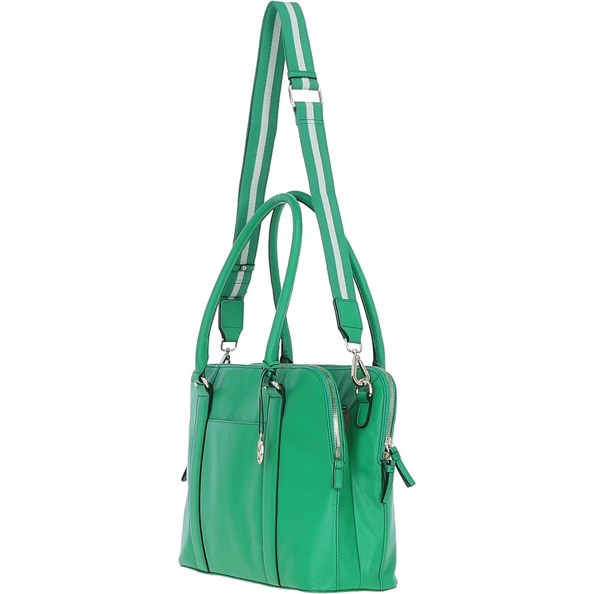 Ashwood 3 Section Large Leather Handbag Green: X-39