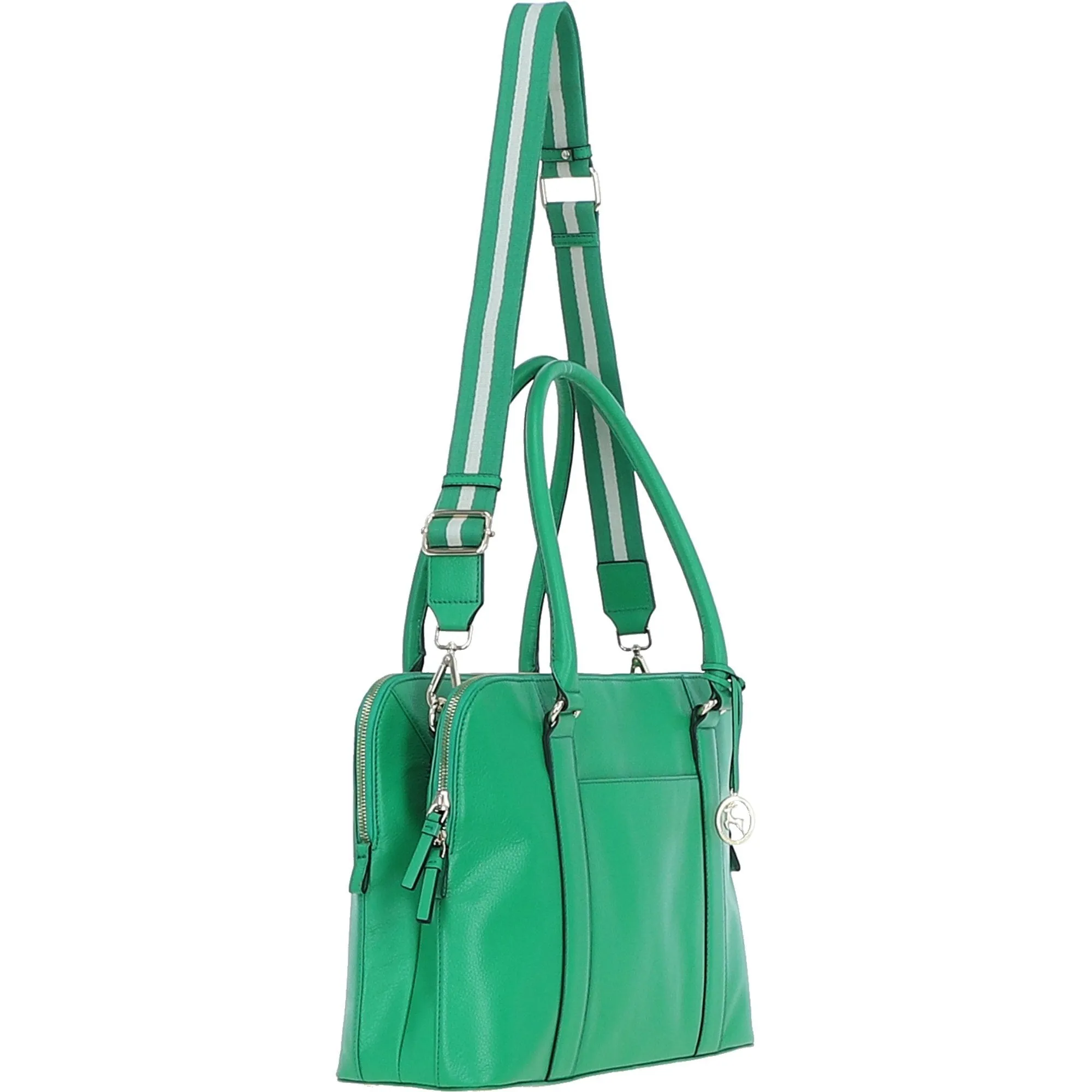 Ashwood 3 Section Large Leather Handbag Green: X-39