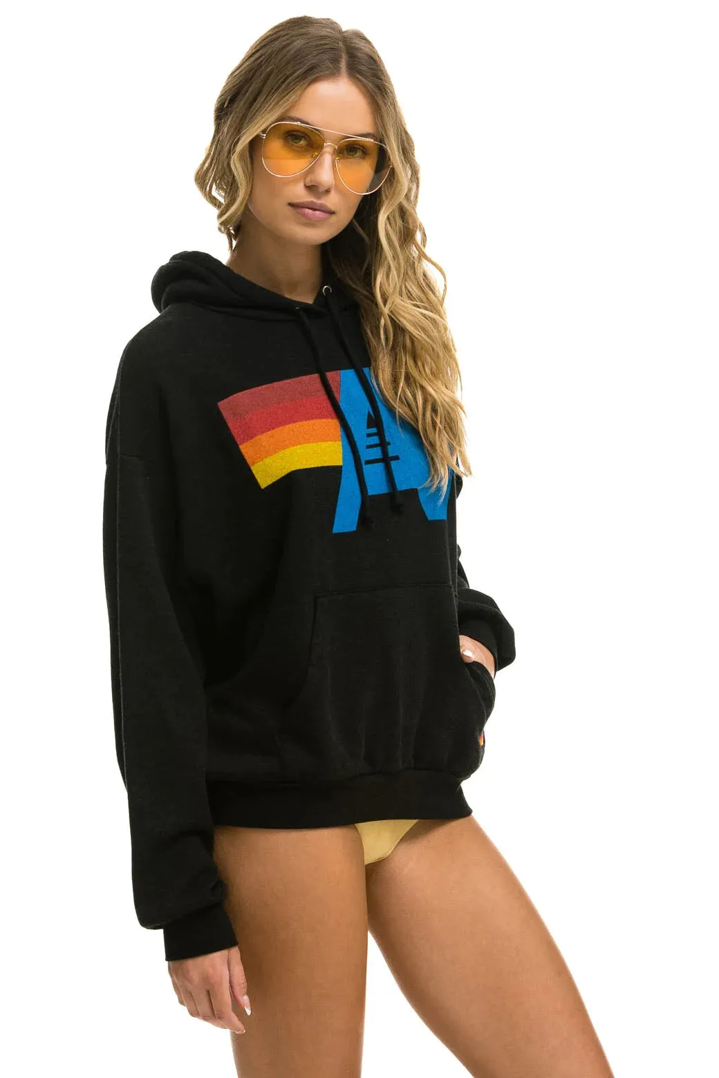 AVIATOR NATION LOGO PULLOVER RELAXED HOODIE - BLACK