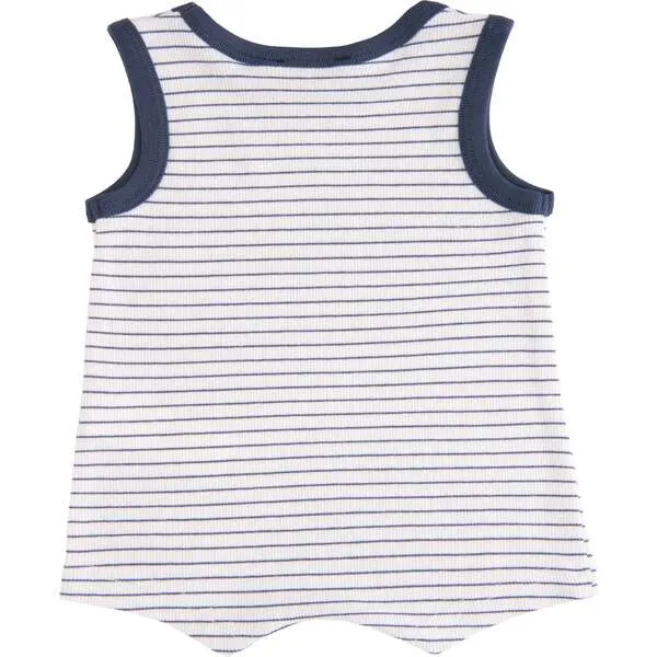 BANBLU Striped Sleeveless Modal Romper, Navy