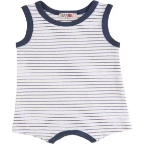 BANBLU Striped Sleeveless Modal Romper, Navy