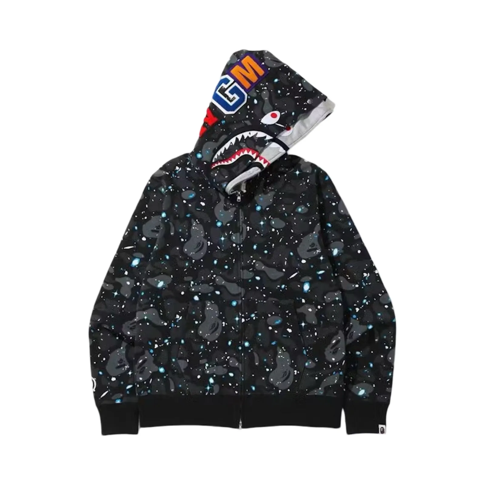 BAPE Space Camo Shark Full Zip Up Double Hoodie