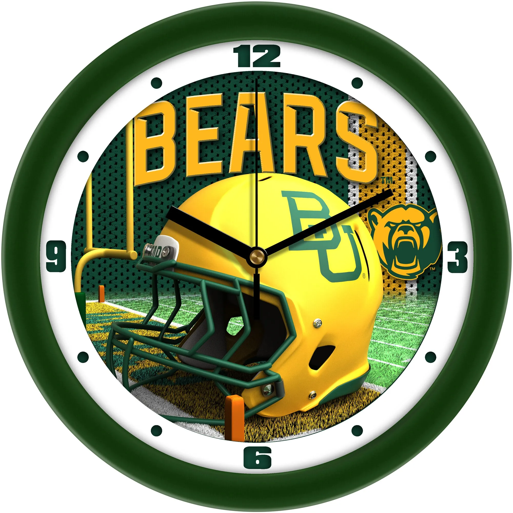 Baylor Bears 11.5'' Suntime Premium Glass Face Football Helmet Wall Clock