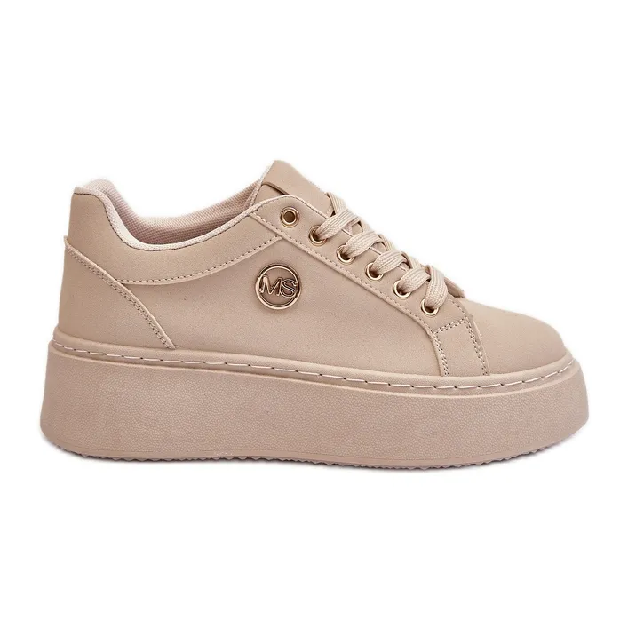 Beige Women's Low Platform Sneakers Telirra