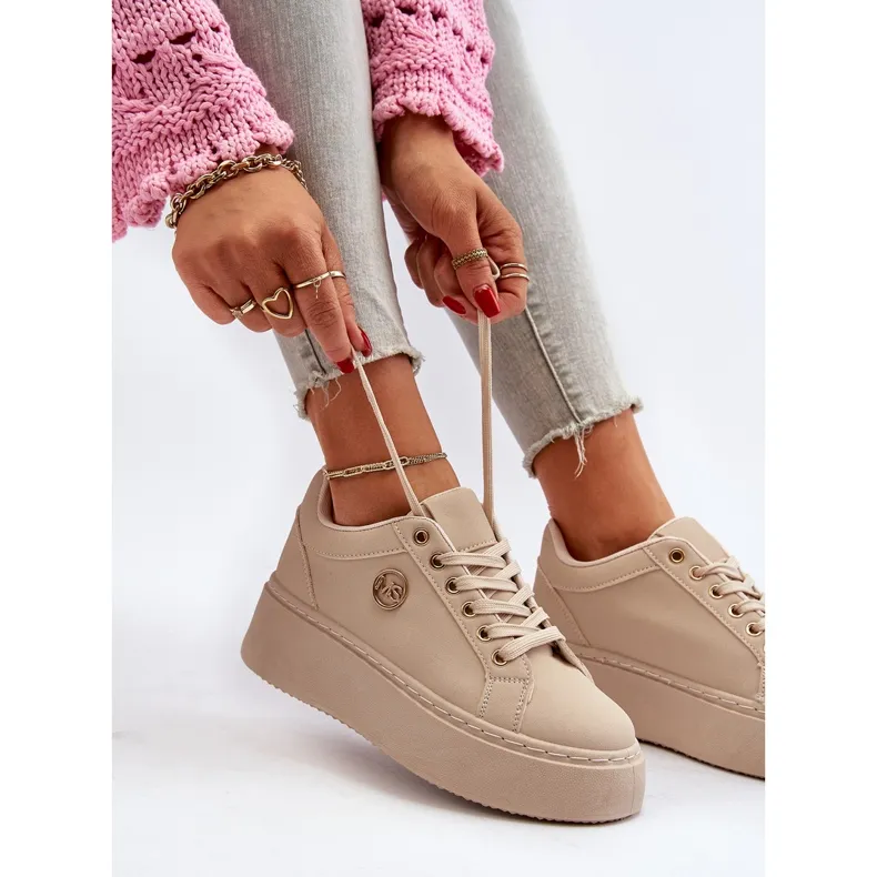 Beige Women's Low Platform Sneakers Telirra