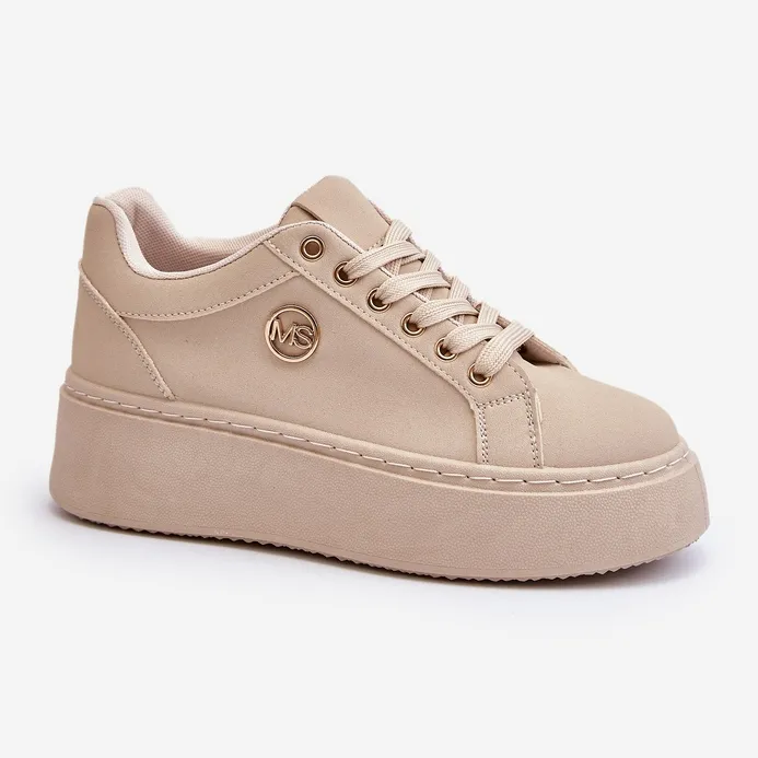 Beige Women's Low Platform Sneakers Telirra