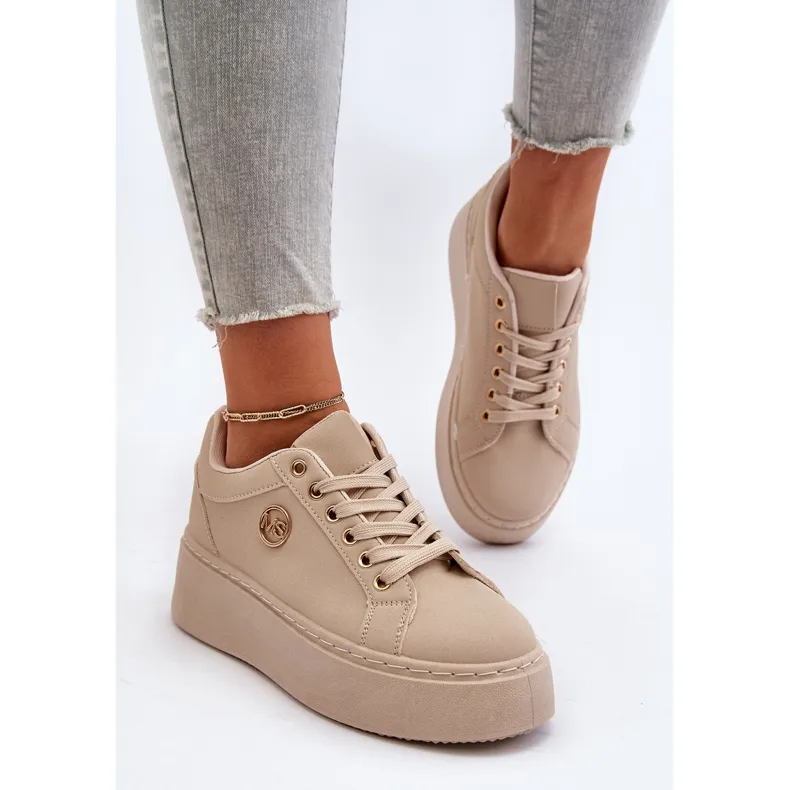 Beige Women's Low Platform Sneakers Telirra