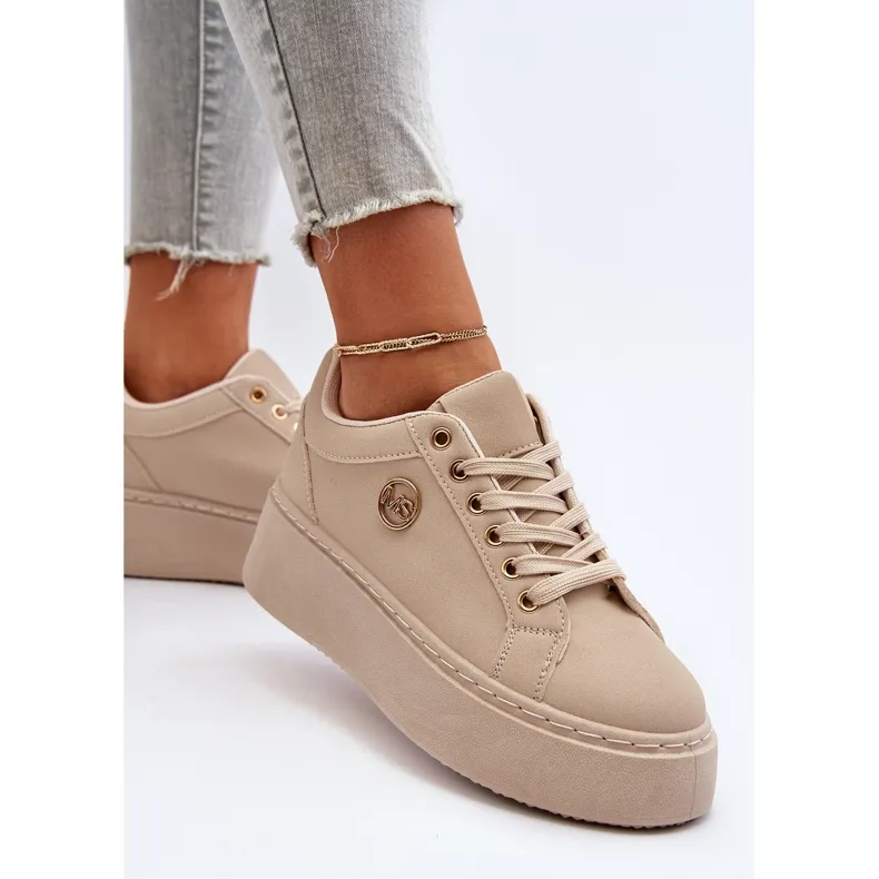 Beige Women's Low Platform Sneakers Telirra