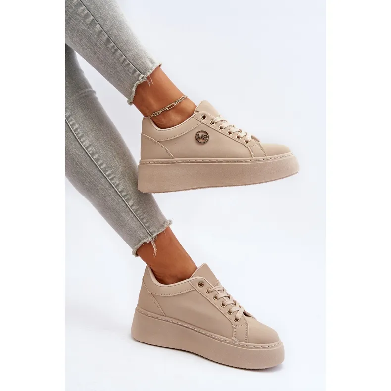 Beige Women's Low Platform Sneakers Telirra