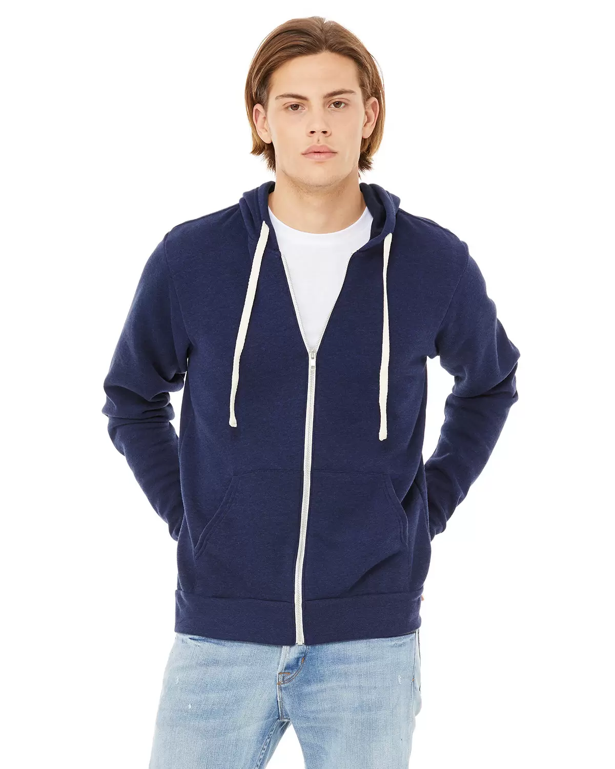 BELLA+CANVAS 3909 Unisex Tri-blend Sponge Fleece Zip-up Hoodie SKU: 3909