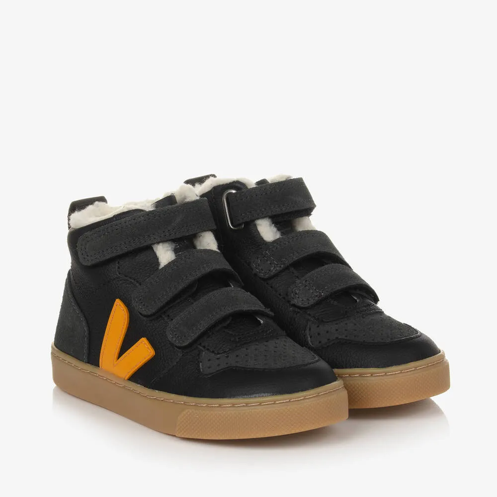 Black & Yellow Leather V-10 Trainers