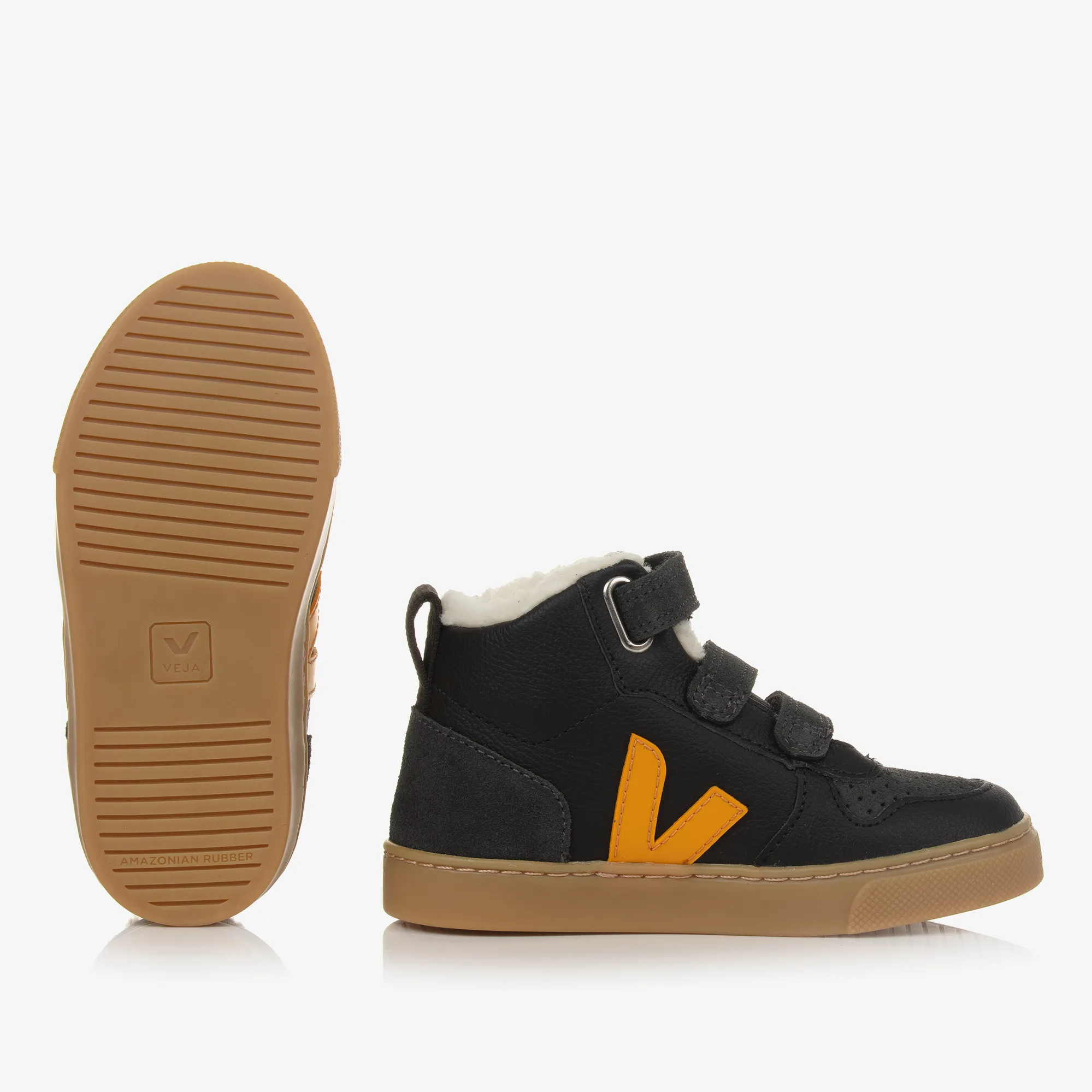 Black & Yellow Leather V-10 Trainers