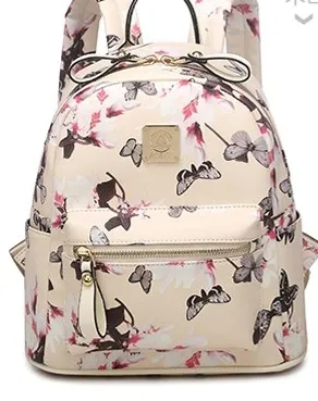 Black Cream Pink Oil Painting Flowers Florals Butterfly Punk Rock Backpack