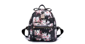 Black Cream Pink Oil Painting Flowers Florals Butterfly Punk Rock Backpack