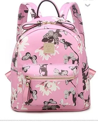 Black Cream Pink Oil Painting Flowers Florals Butterfly Punk Rock Backpack