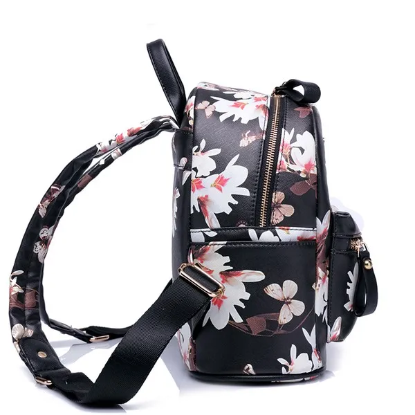 Black Cream Pink Oil Painting Flowers Florals Butterfly Punk Rock Backpack