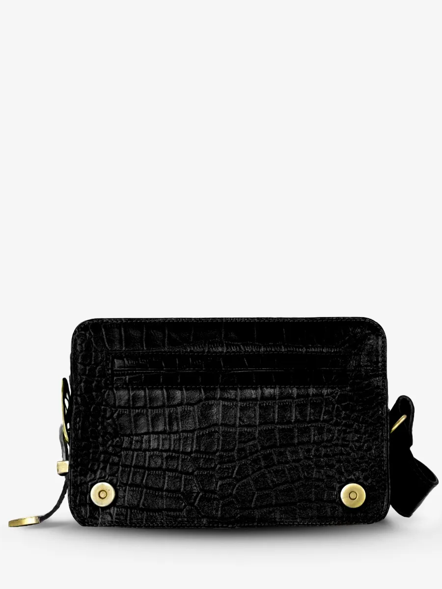 Black Leather Baguette Bag for Women - LeBaguette Alligator Jet Black | PAUL MARIUS