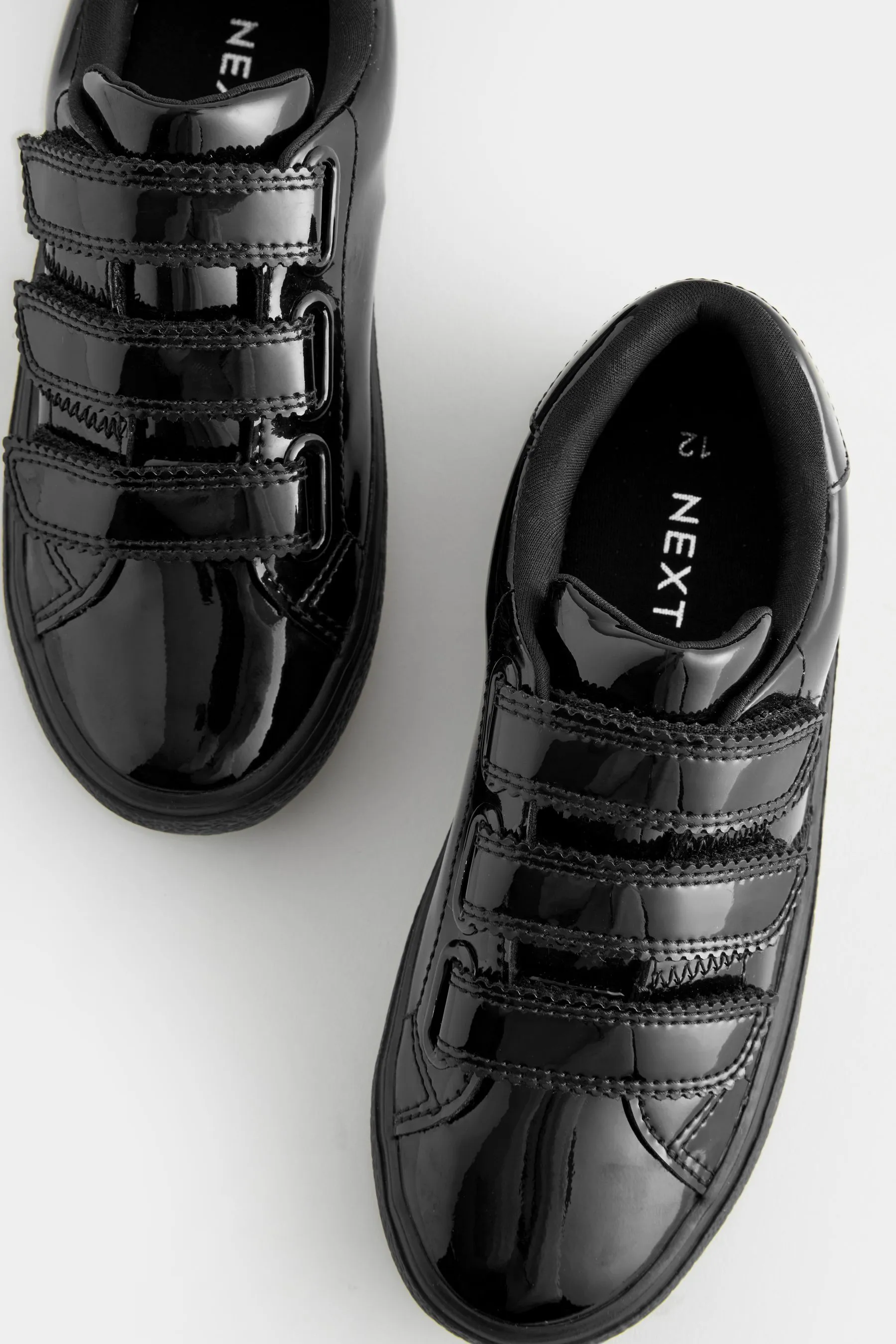 Black Patent 3V School Trainers