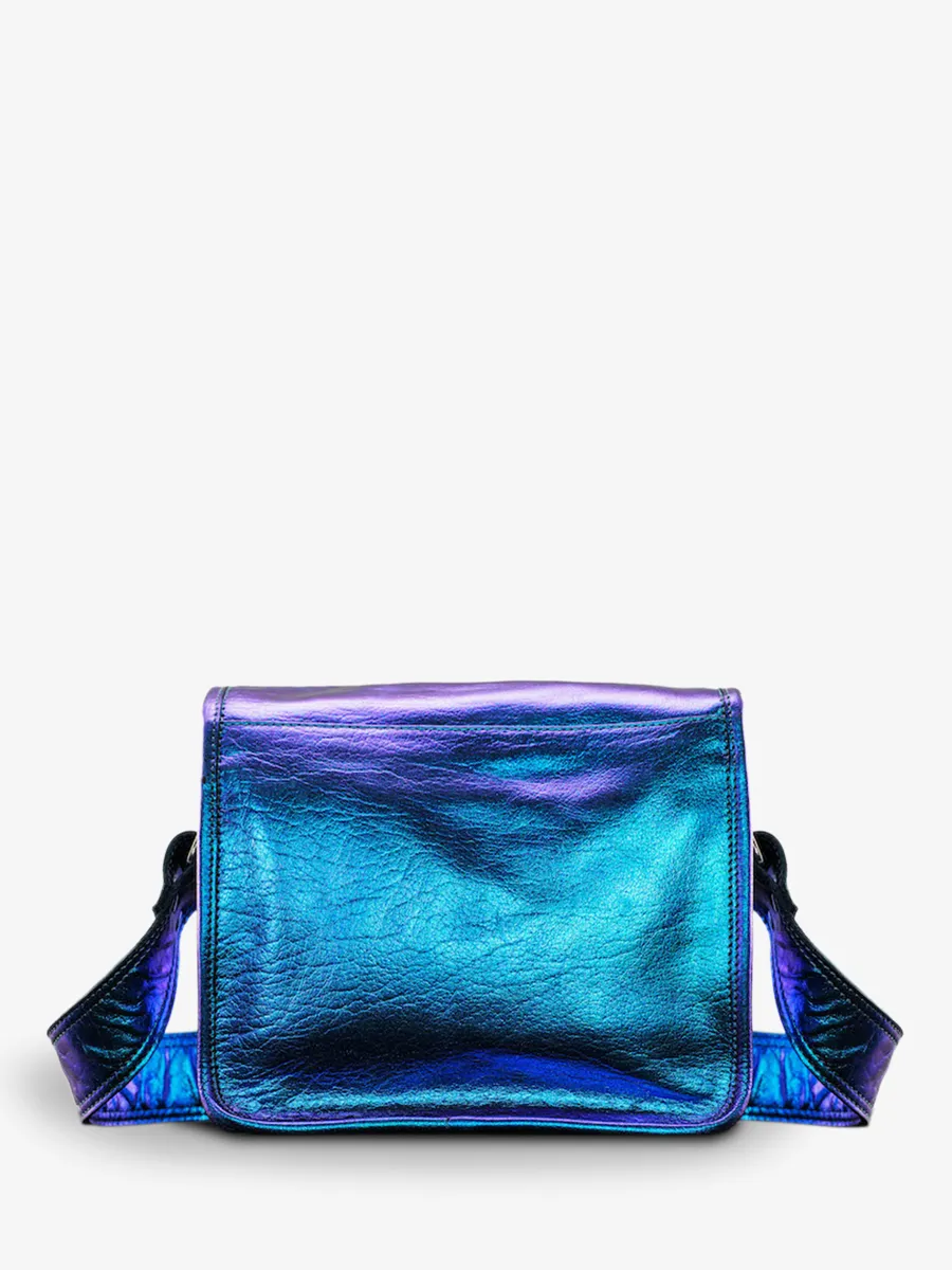 Blue Metallic Leather Shoulder Bag for Women - LaSacoche S Beetle | PAUL MARIUS