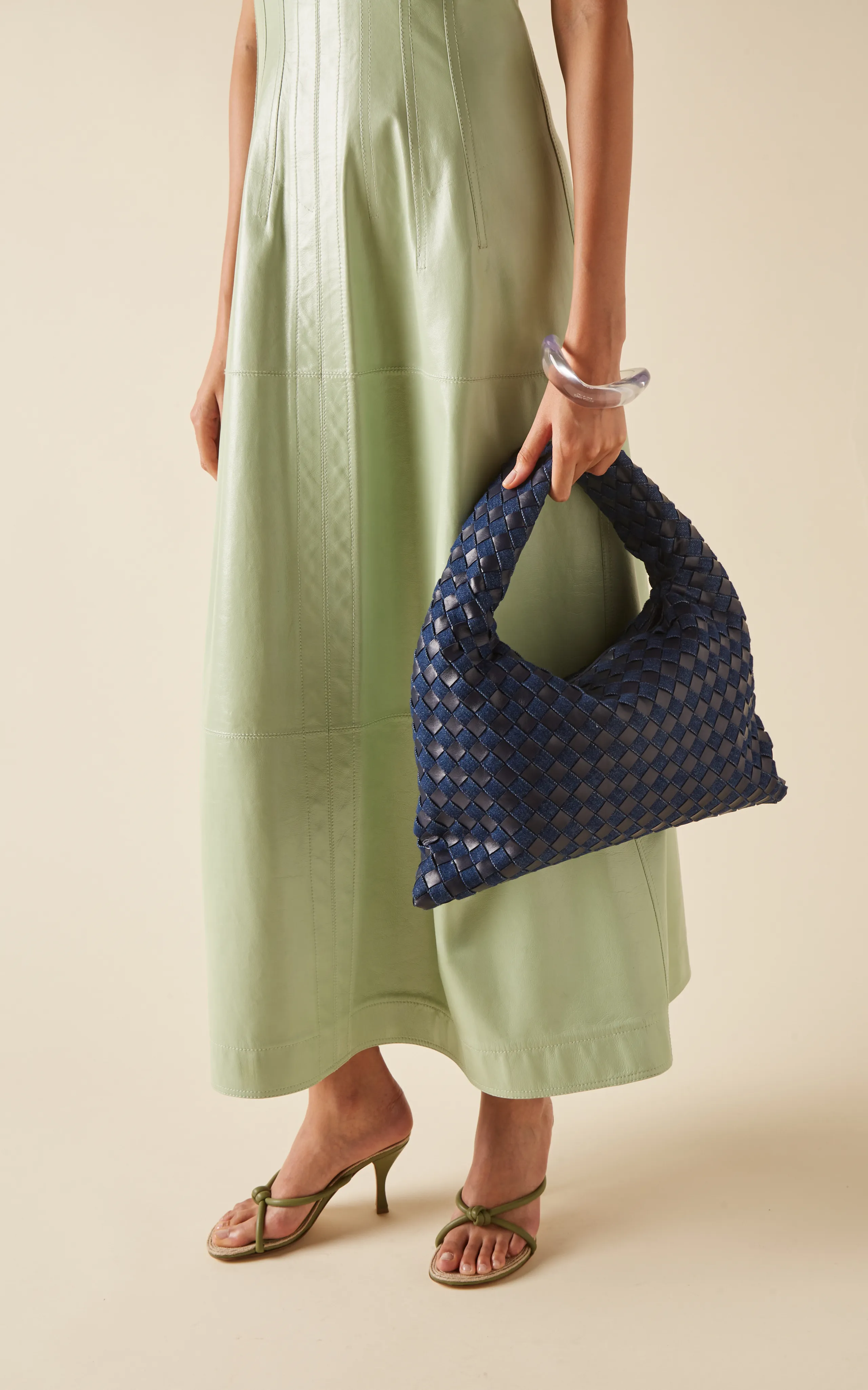 Bottega Veneta Small Hop Intrecciato Leather & Denim Bag