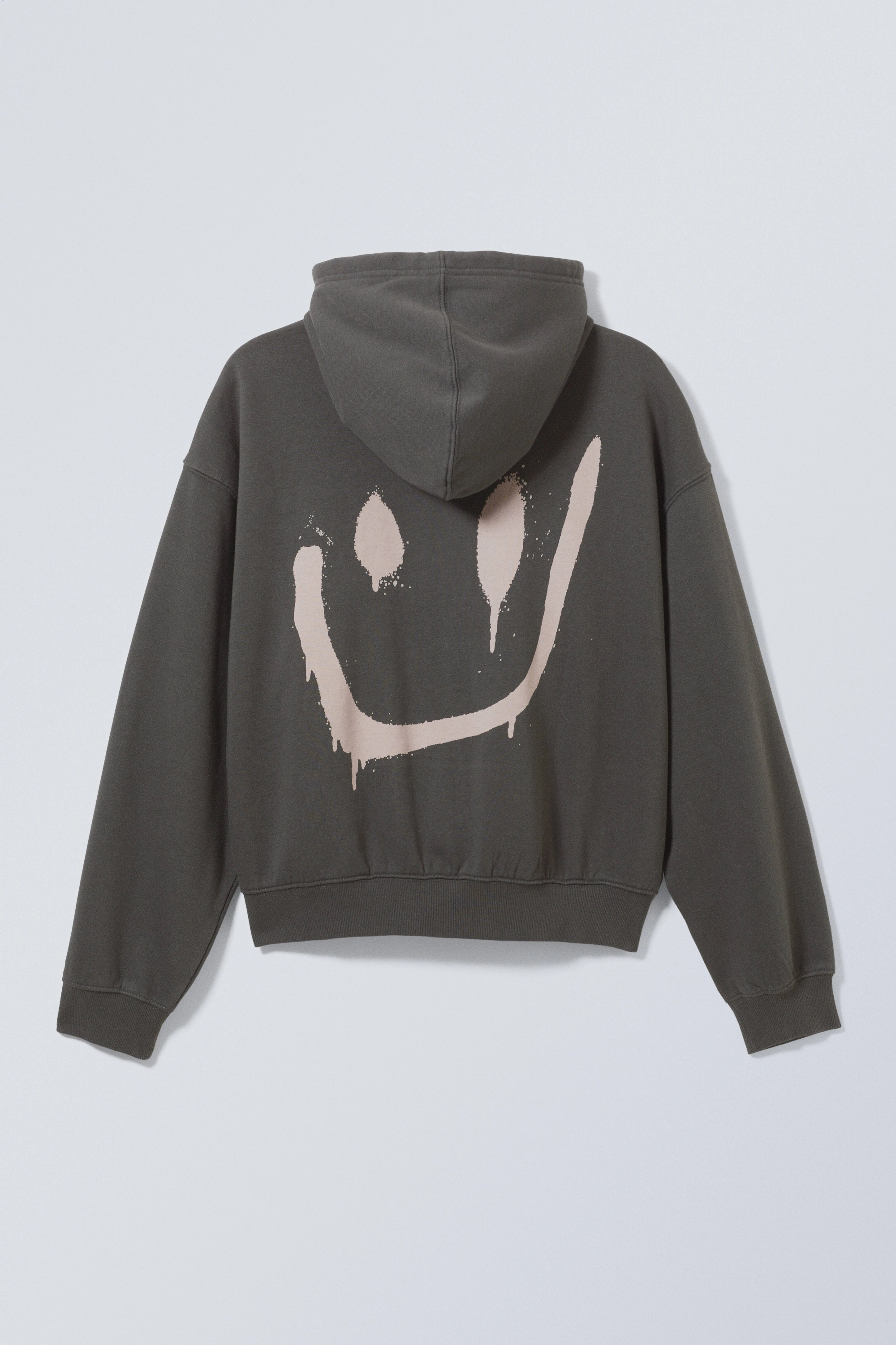 Boxy Graphic Zip Hoodie - Long sleeve - Regular length - Drippy Smiling Face - Men | H&M GB