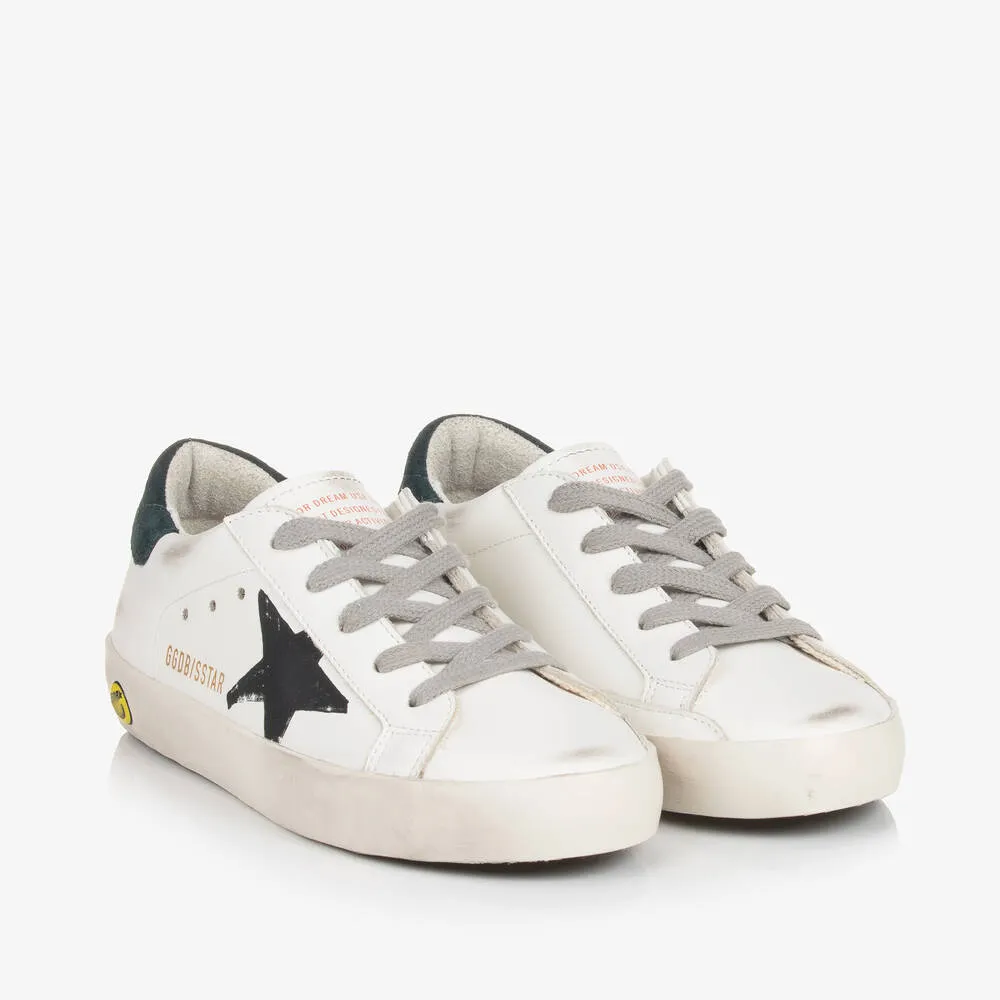 Boys White Leather Super-Star Trainers