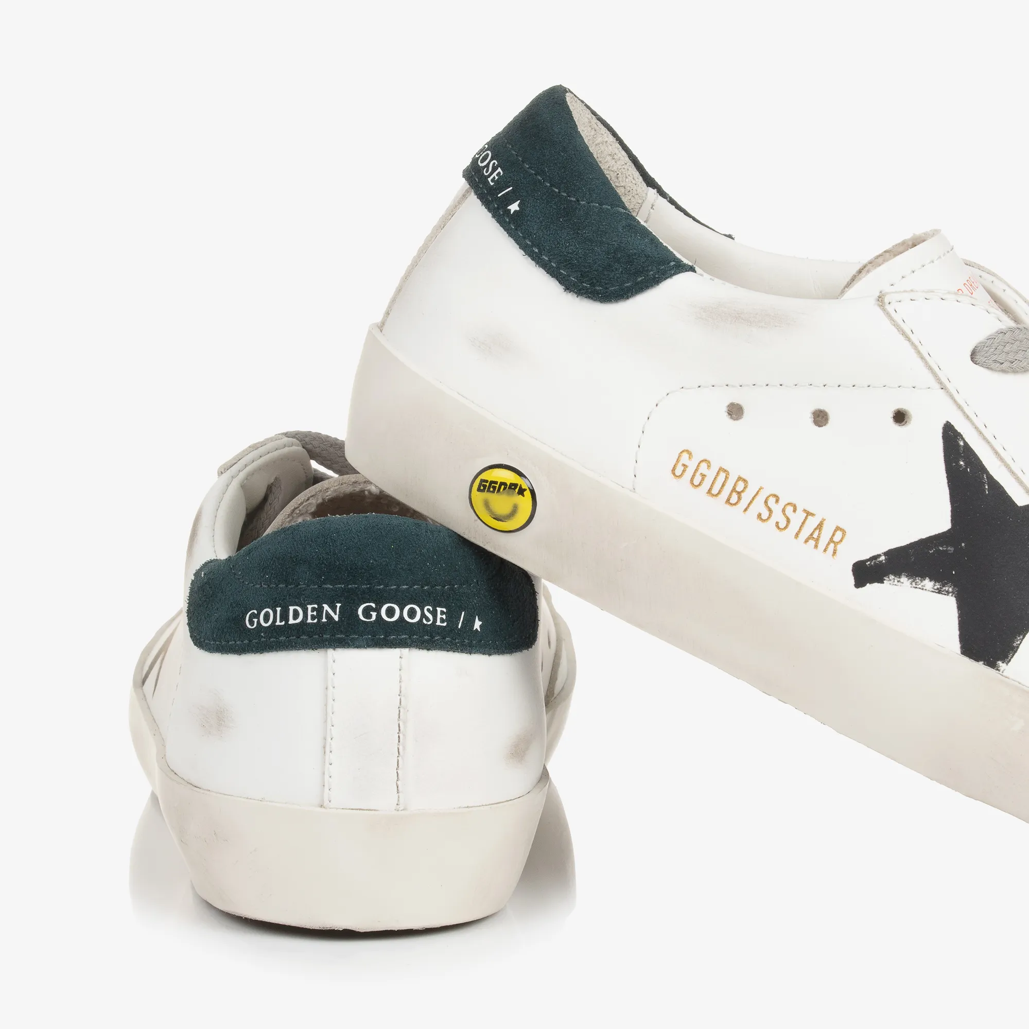 Boys White Leather Super-Star Trainers